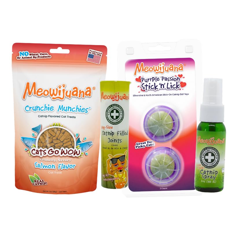 Meowijuana Sampler Stash 2, Salmon | Cat Treats, Spray, Engagement