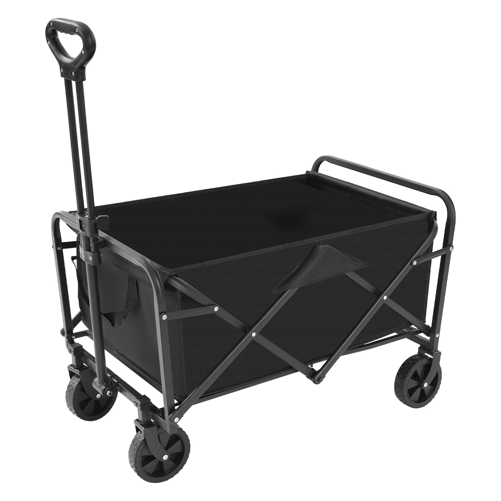 Carro de mano plegable pequeño carrito de mano ruedas todoterreno con mango ajustable, antideslumbrante con protección UV, carrito de playa para playa, jardín, camping, compras