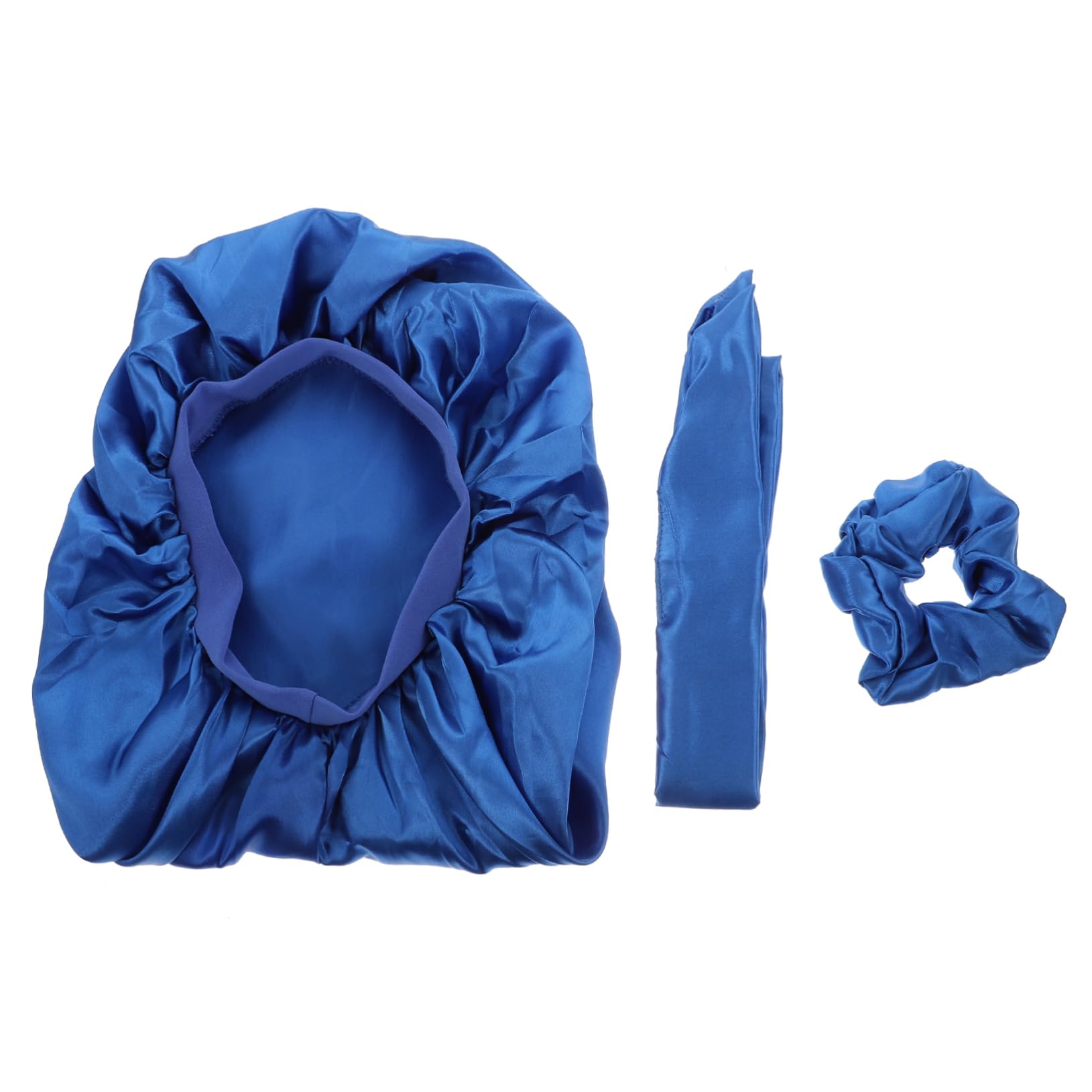NULYLU Long Tail Hair Cap Set 3 Pcs Silk Wet Hair Cap Fashionable Headband Comfortable for Thick Thin Hair
