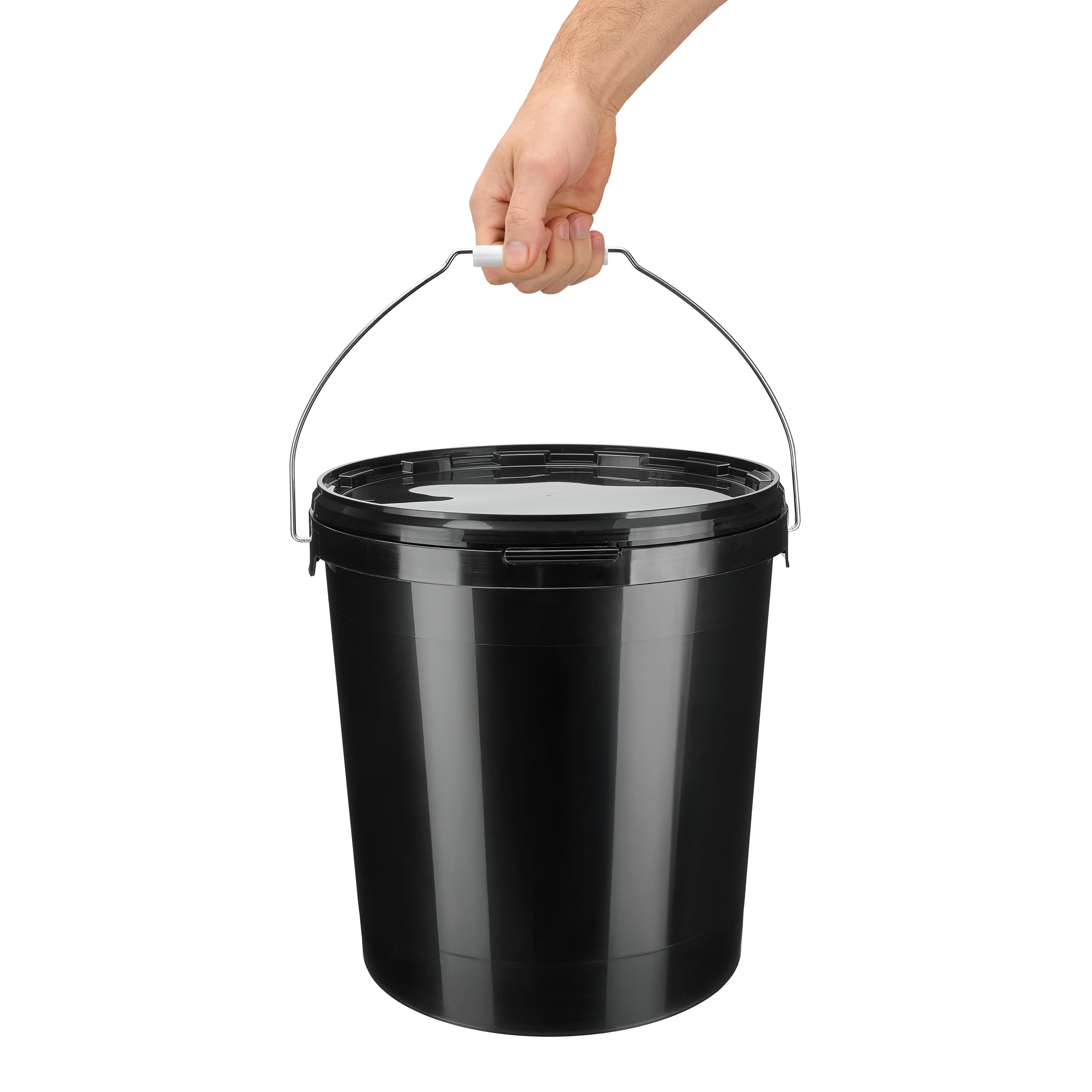 Garronda Cubo Tapa 30 L Asa Metálica 20 Piezas Negro GD-0104 | Para el Almacenamiento de Alimentos y Productos Químicos