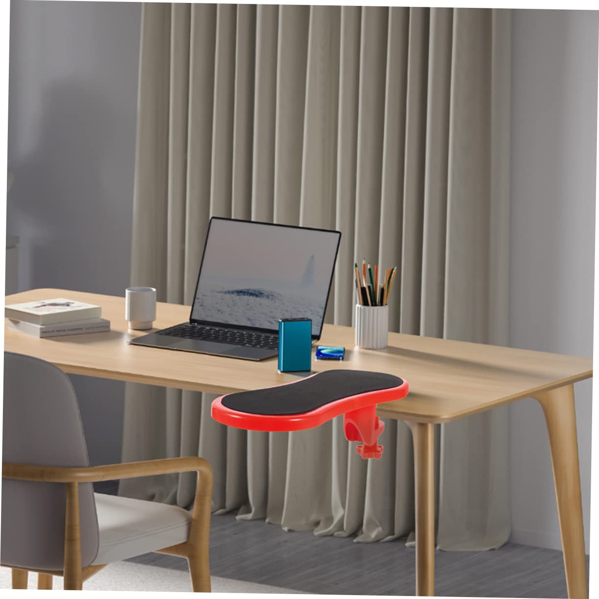 jojofuny 2 Pezzi Poggiapolsi Ergonomico da Scrivania in Gomma e Cotone, Design Leggero Portatile, Supporto per Polso Ufficio e Viaggio Rosso