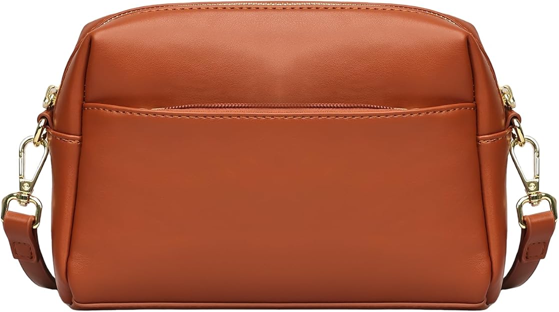 LNORMIA Triple Zip Crossbody Bag for Women - Vegan Leather Camera Purse with Detachable Strap &amp; Organizer Pockets for Travel