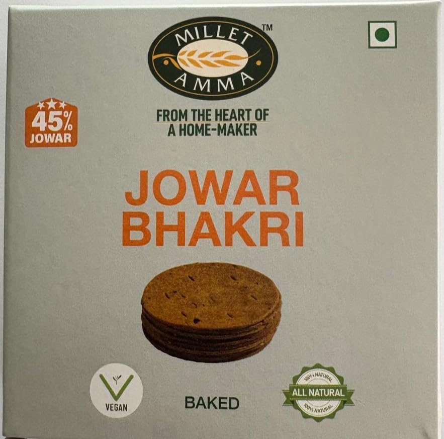 Image of Millet Amma Baked Jowar Bhakhri - 360 Gms | (Pack of 2 - Each 180 Gms) | Ready to Eat | Best Choice for Snack Time, Parties & Events | Healthy Traditional Gujarati Snacks
