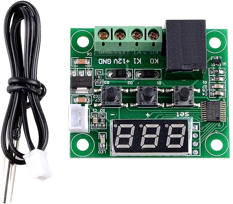 Robotbanao 12V W1209 Digital Temperature Controller Thermostat Module With LED Display and NTC Temperature Sensor-Pack Of 5