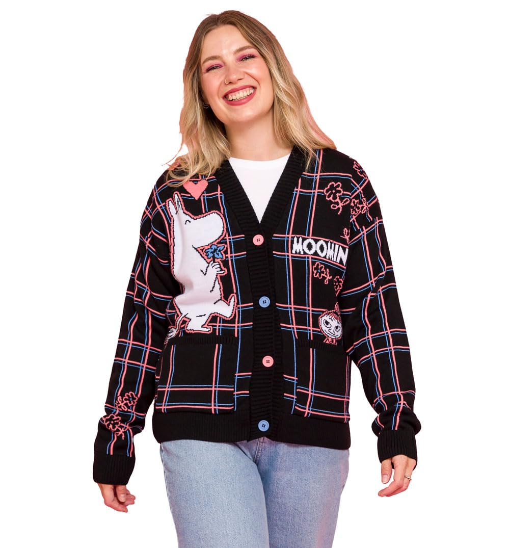 TruffleShuffle Moomin 80th Anniversary in Love Check Black Cardigan
