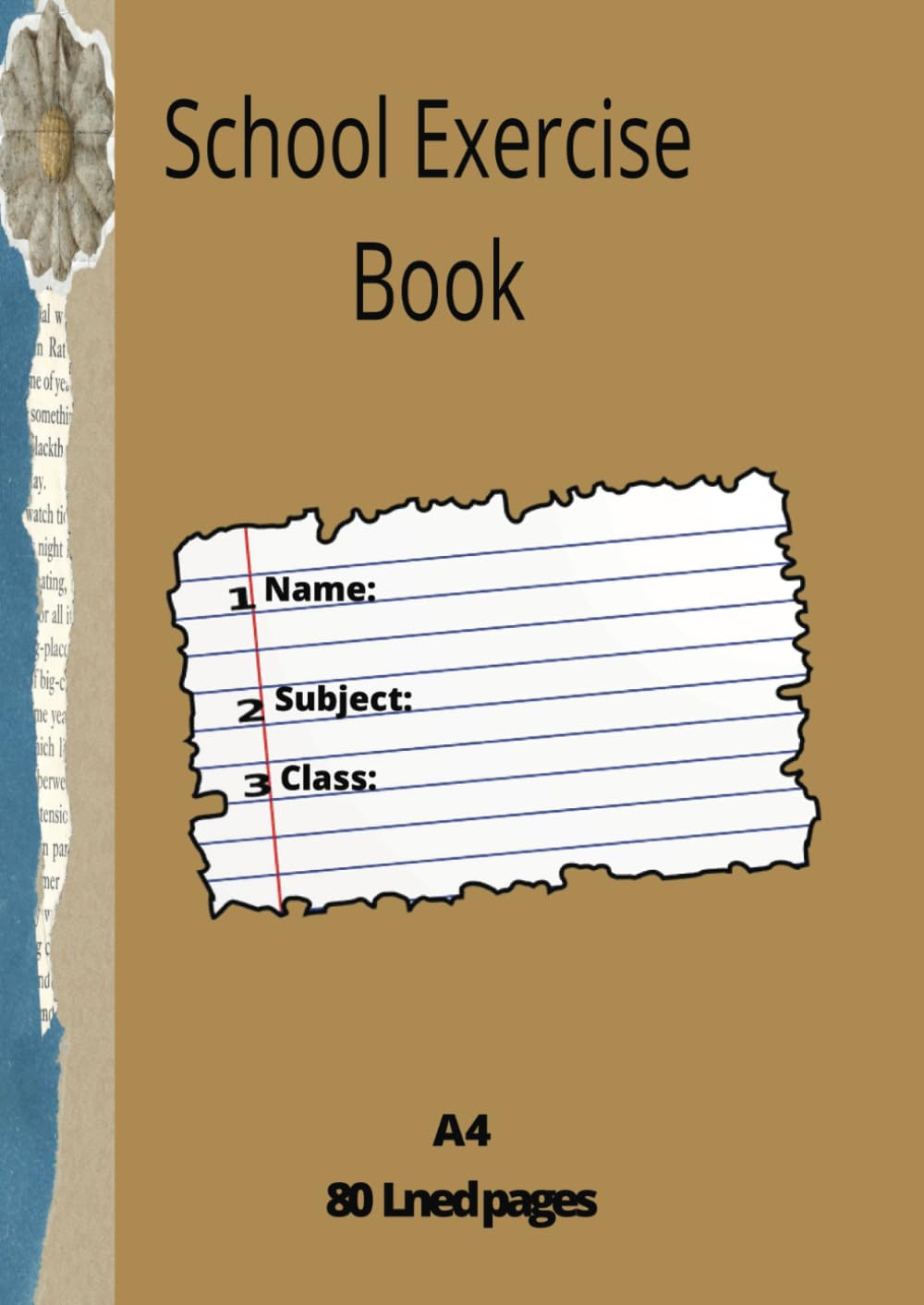 School Exercise Book: Vintage Cover Inspired Notebook with 80 Lined Pages for Note Taking