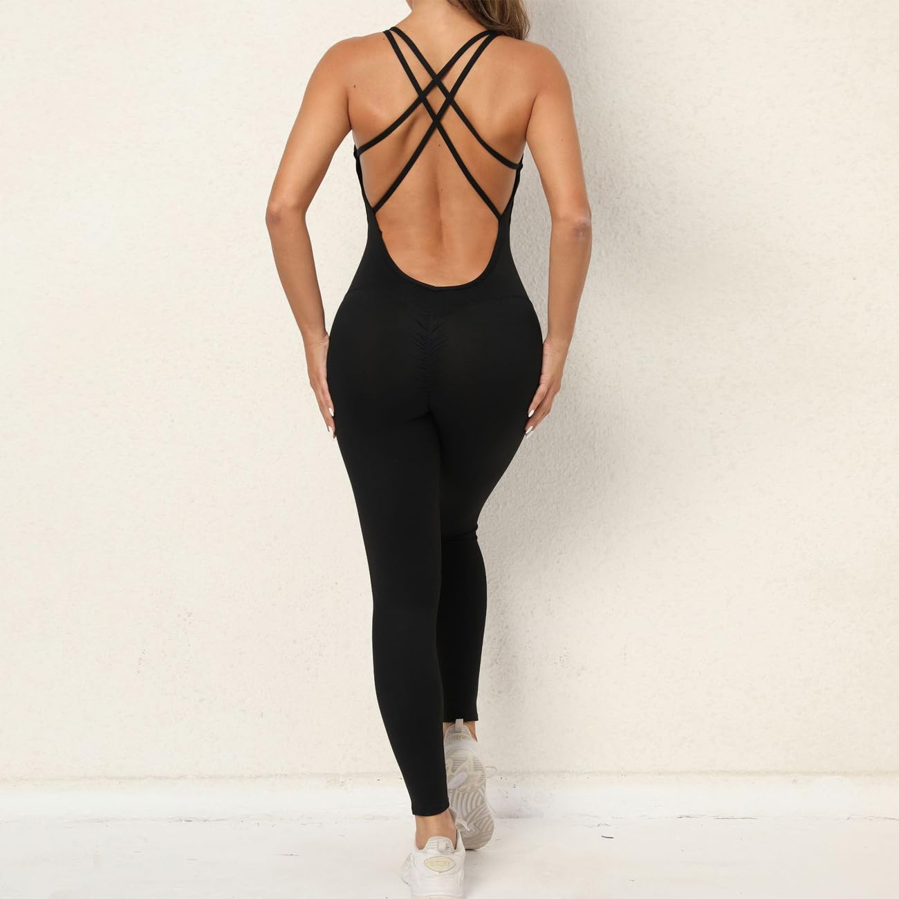 Mono Mujer Verano Largo Deportivo Jumpsuit Tirantes Cruzados Elegante Monos de Vestir una Pieza Ajustado Peto Bodysuit Fiesta Playa Fitness Yoga Gimnasio Entrenamiento