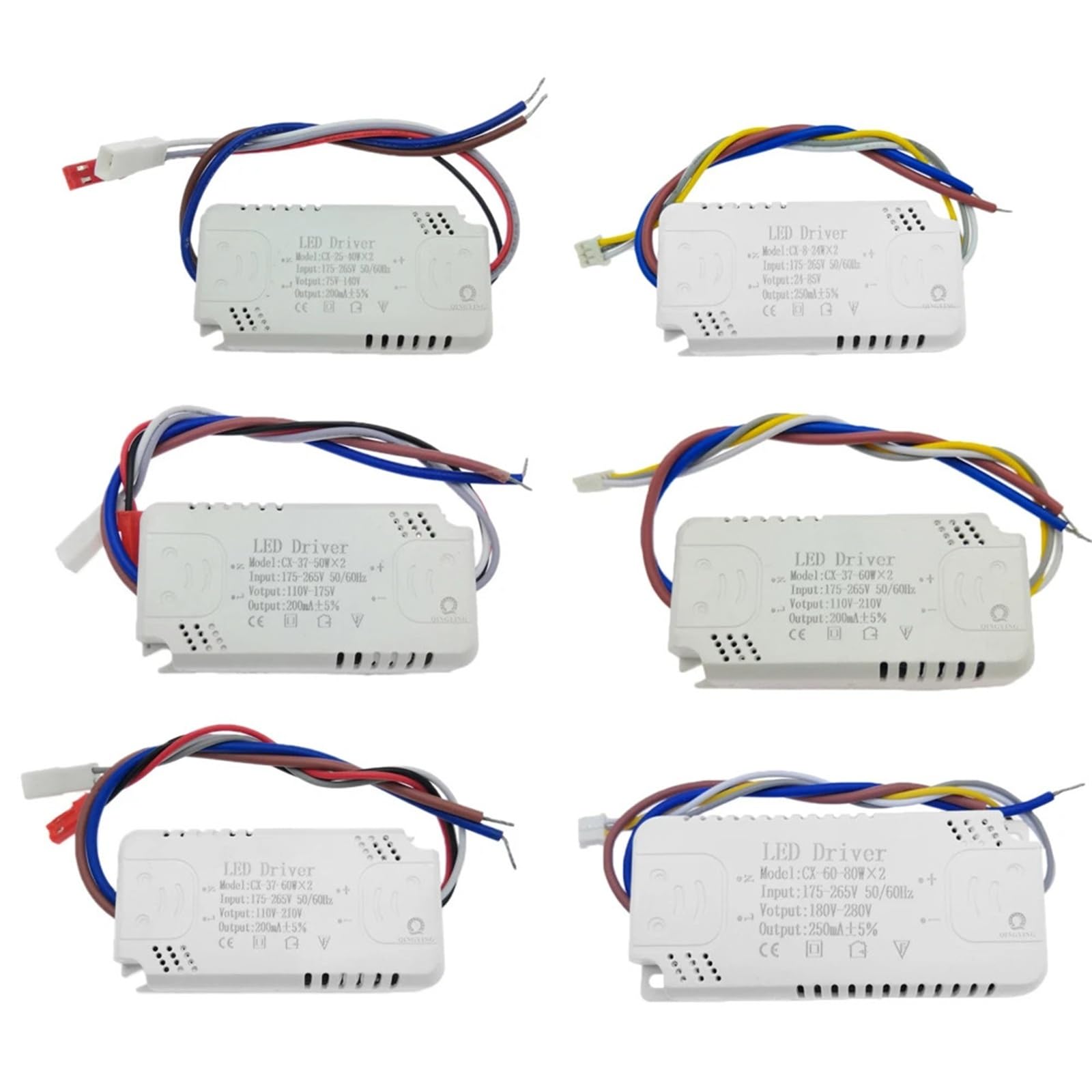 Transformador LED 37-60Wx2 de 3 pines y reactancia AC220V para sustituir en lámparas 7
