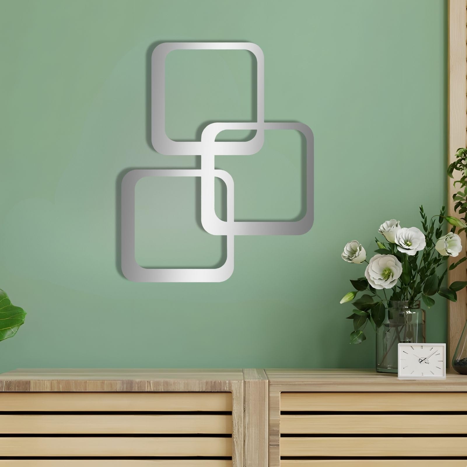 Arte de pared de metal con cuadrados geométricos, arte de pared de metal moderno de mediados de siglo, decoración de pared de arte geométrico, arte de pared de metal abstracto, arte de pared de metal