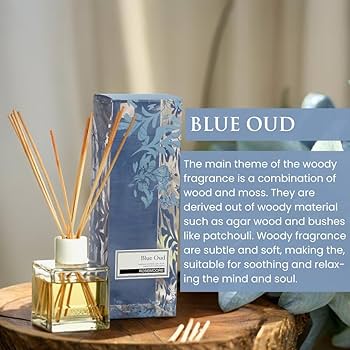 Rosemoore Blue Blue Oud Oud And Bergamot Reed Diffuser Rosemoore Blue Oud Scented Reed Diffuser For Living Room, Washroom