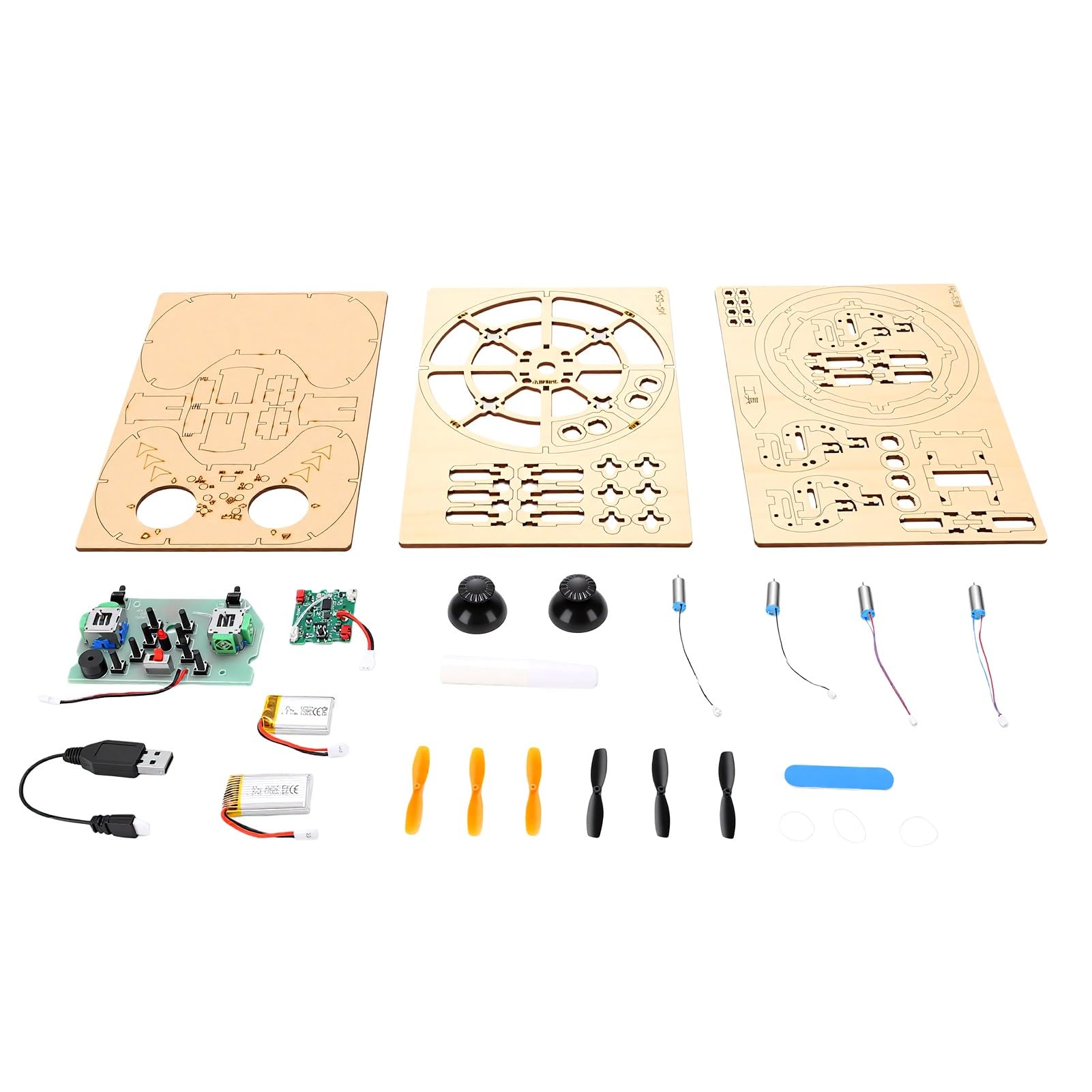 Annadue Kit di Costruzione Drone in Legno Fai da Te Puzzle 3D STEM RC Quadcopter con una Chiave di Decollo 3 velocità e Arresto di Emergenza Giocattolo Scientifico Educativo per Bambini