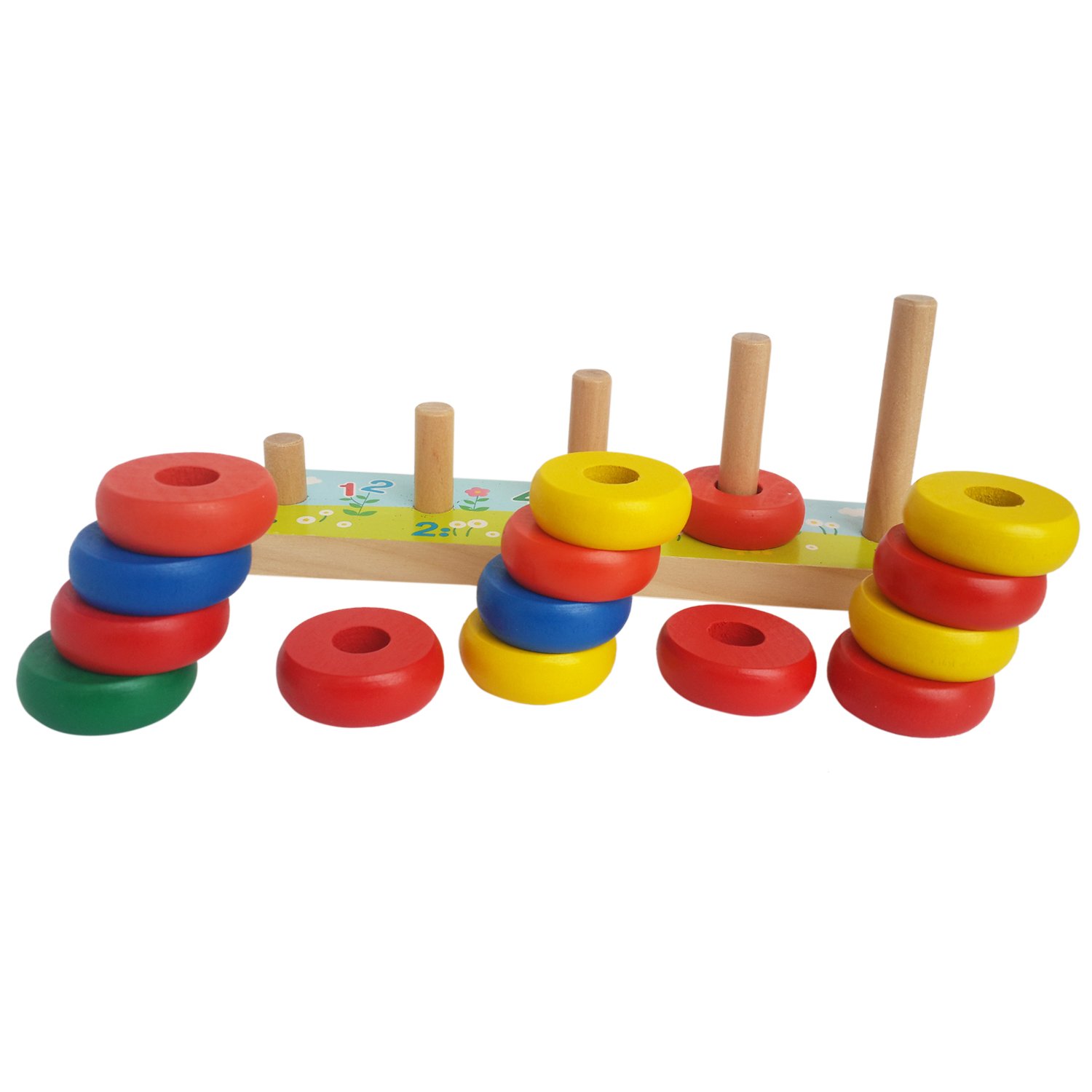 Trinkets & More-Rainbow Calculation Counting Stacker Math Toy (15 Pieces)|Number Learning Stacking Rings|Early Educational Stem Toys For Toddlers Kids 18 Months +|Multicolor 3