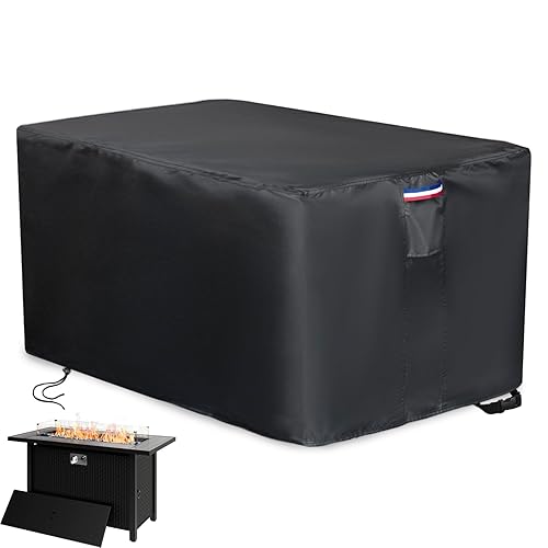 Rectangle Fire Pit Cover,Waterproof 600D Heavy Duty Outdoor Firepit Table