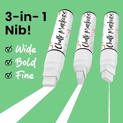 Vista 48 de Marcadores de tiza metálica (paquete de 2) bolígrafos de tiza líquida para pizarras, pizarra, menú bistró, marcadores de ventana para automóviles