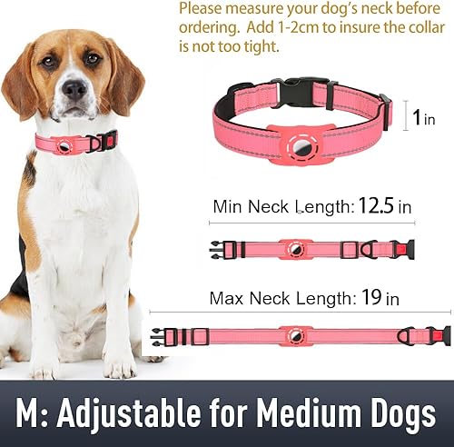 Miniatura 6 de Airtag - Collar de perro para perros medianos, collares reflectantes con soporte AirTag, acolchado suave y hebilla de bloqueo de seguridad, collar