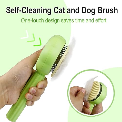 Miniatura 4 de JOSBES Cepillo de aseo para gatos, cepillo de limpieza con un solo clic, cepillo de gato para gatos de pelo largo o corto, cepillo de aseo para