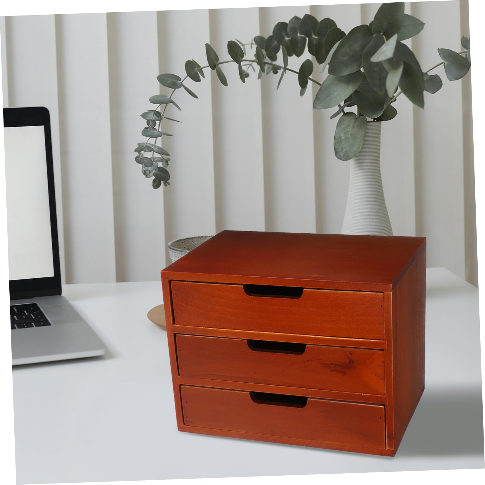 Organizzatore da Scrivania a Cassetti a Tre Livelli in Legno Marrone | Comò e Soggiorno, Facile da Pulire e Usare, Soluzione Multi-livello per Piccoli Oggetti