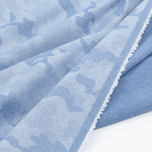 Yimihua Camouflage jacquard Denim fabric pure cotton fabric washed denim Fabric by the meter Denim Fabric for sewing Jeans Dressmaking T-Shirt Patchwork Clothes 160cm Wide (Size:4m)