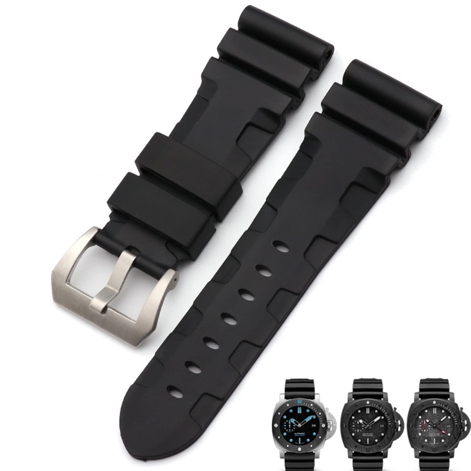 22mm 24mm 26mm Nature Rubber for Panerai Luminor PAM441 Black Blue Orange Sport Waterproof Watch Strap Tools