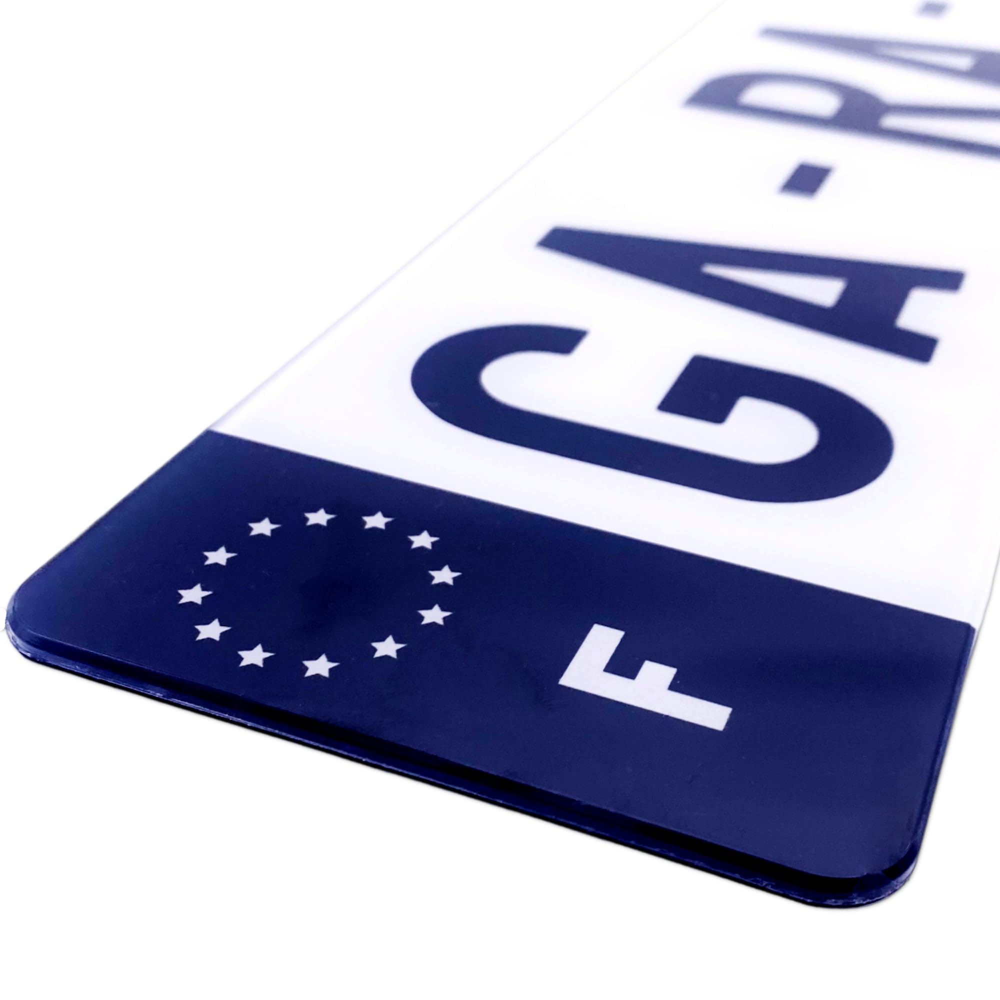 2 Plaques Auto Collection Noires Liseré Blanc 520x110mm - Plaque Plexiglass Luxe Avec Rivets