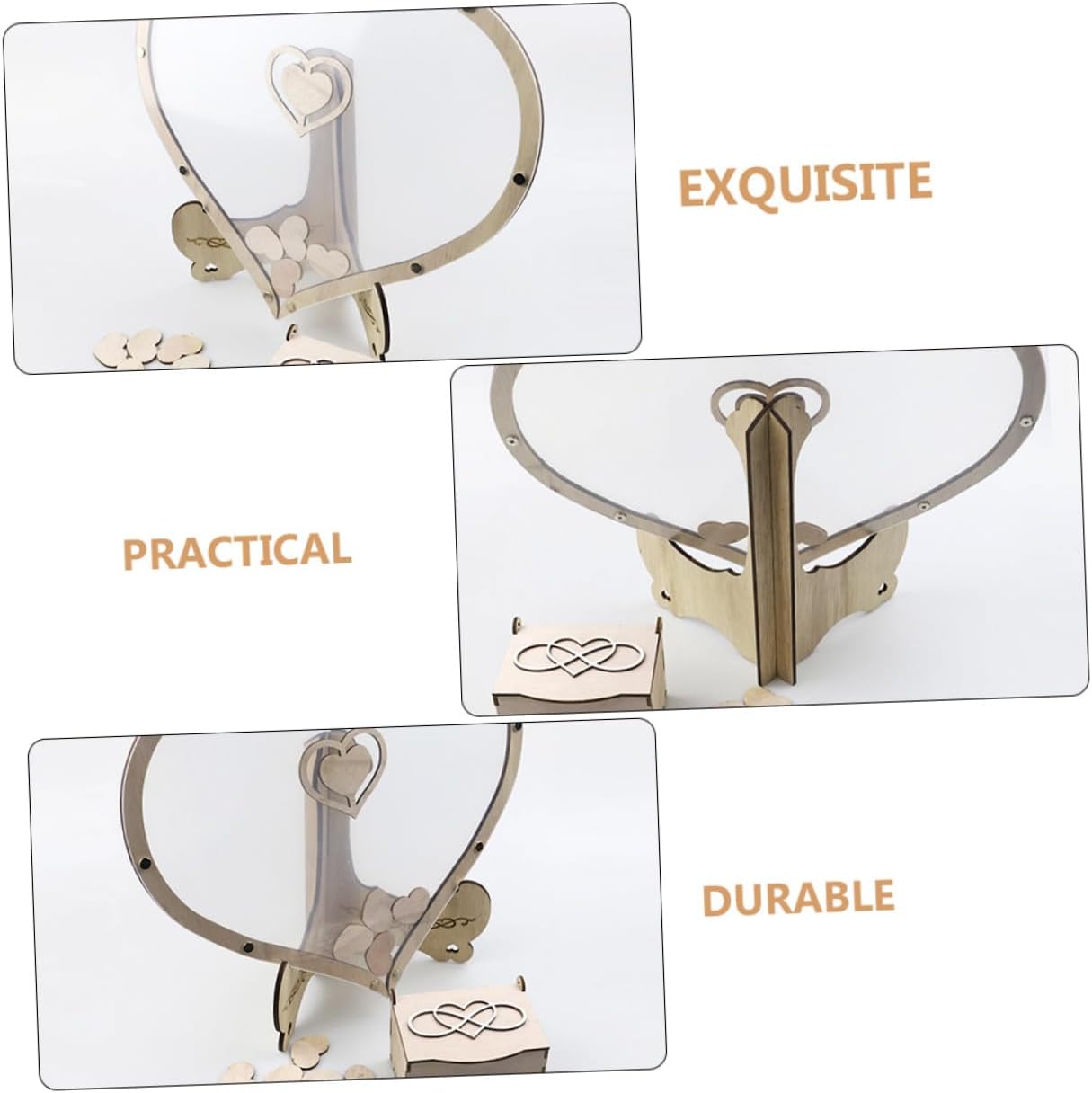 LIFKOME 1set Wooden Heart Guest Book for Weddings Desktop Sign Table Decoration Elegant Keepsake for Birthdays Anniversaries and Special Occasions Lightweight and Sturdy Design