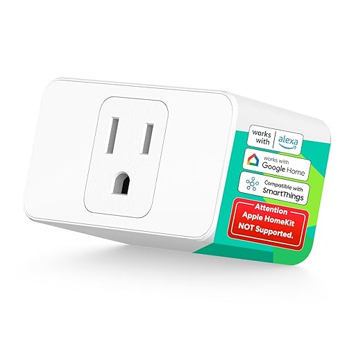 meross Enchufe inteligente Wi-Fi Mini, control de voz de Alexa y Google, control remoto de aplicaciones, temporizador, 15 amperios y conexión Wi-Fi