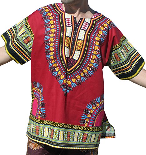 RaanPahMuang Bright Colour Cotton Africa Dashiki Shirt Plus Size Plain Front2