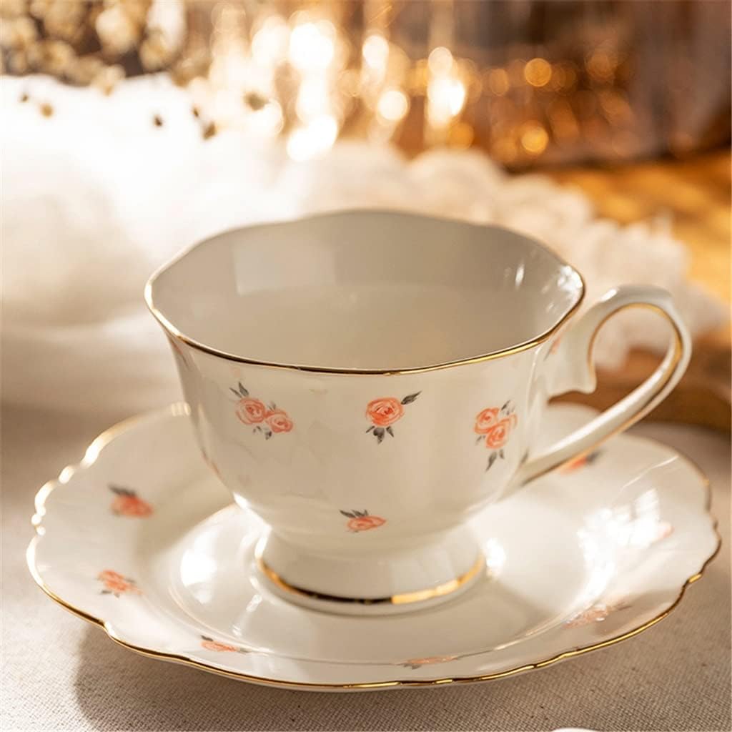 European Cup and Saucer Ceramic Rose Flower Coffee Cup Tea Cup Set Drink Water Milk Coffee Cup Saucer Plate