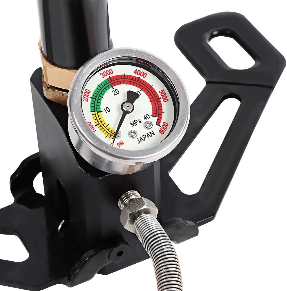 Wysokociśnieniowa pompa stojąca PCP 4500 PSI, 3-stopniowa pompka ręczna, stal nierdzewna, precyzyjny manometr, składana stopka, elastyczny wąż, 0-4500 psi, 0-5800 psi, długość 50 cm