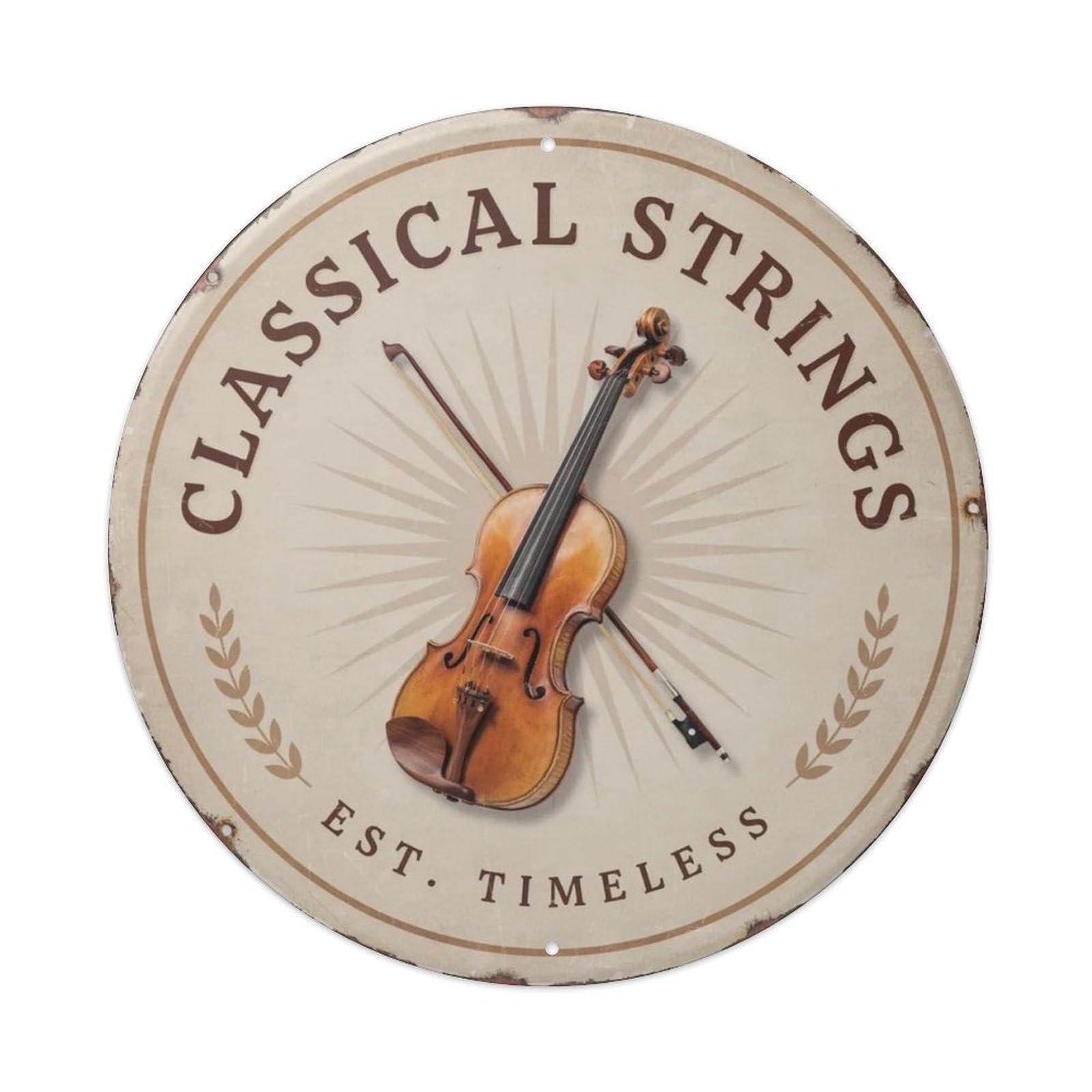 Classical Violin Round Metal Tin Sign Plaque