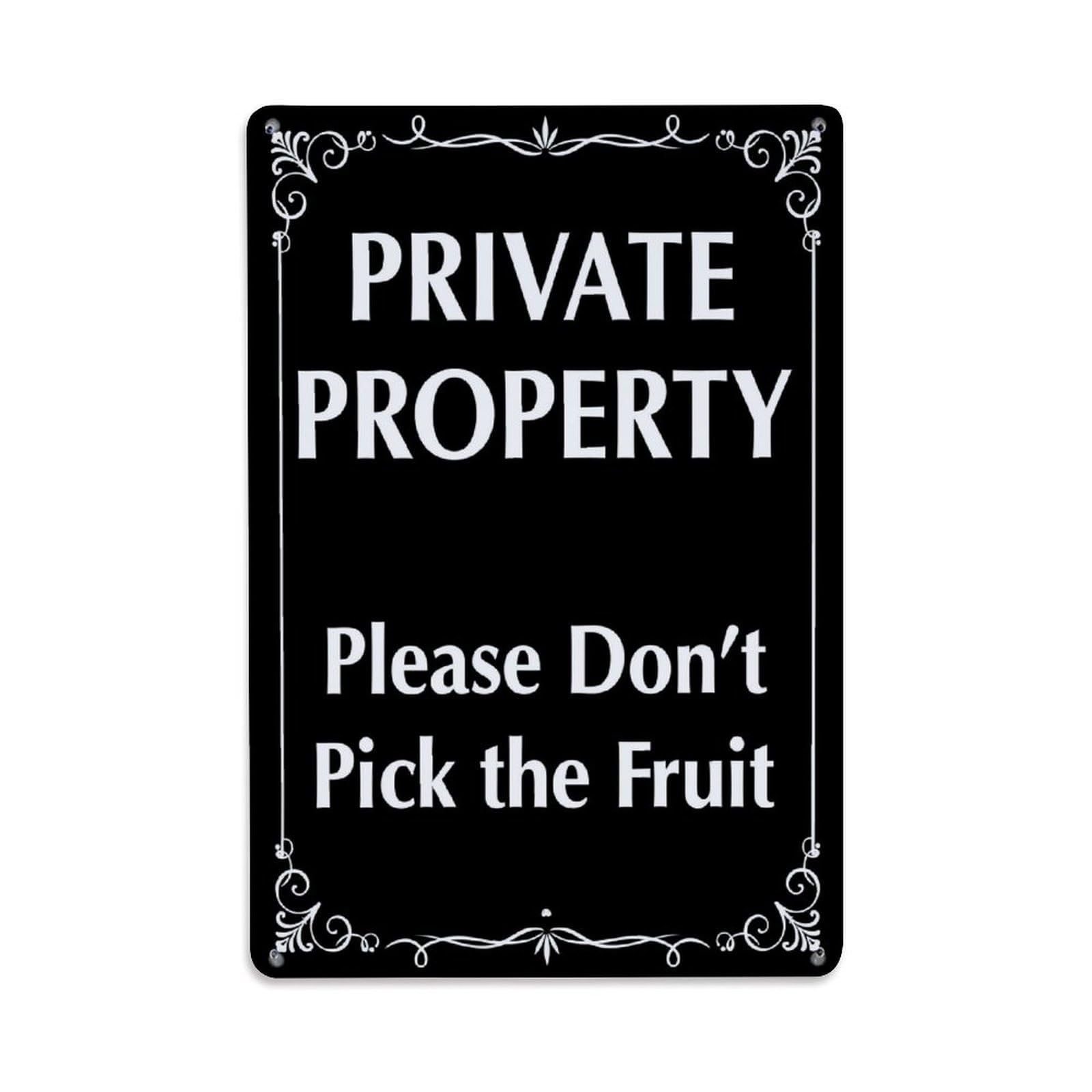Jdfenggu Vintage Private Property Sign Pattern Print Retro Metal Tin Sign, Decor Art Poster For Bar, Home, Man Cave, Kitchen, Laundry Room Gift 8X12inch