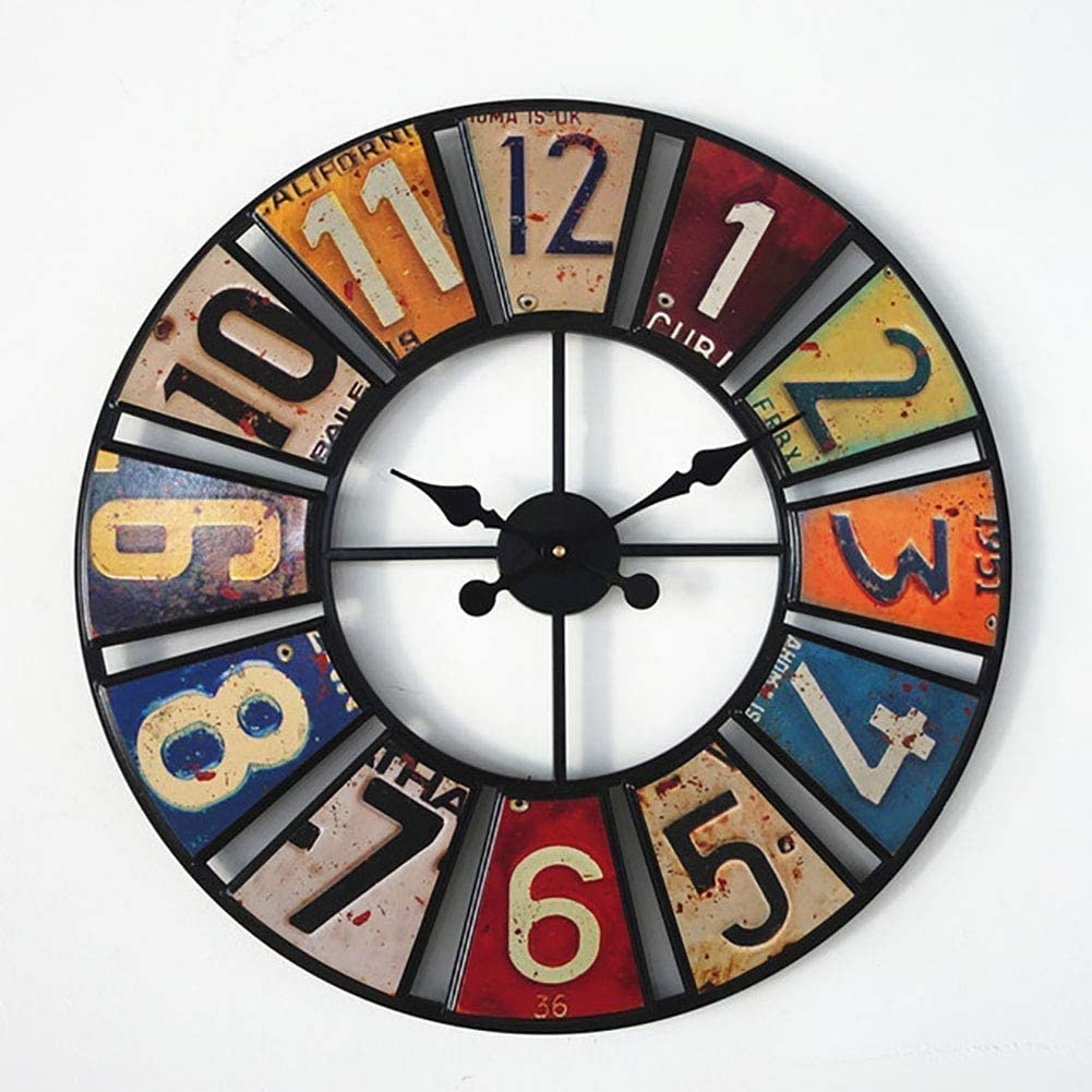 Horloge murale vintage grand format en bois pour salon silencieuse sans tic-tac
