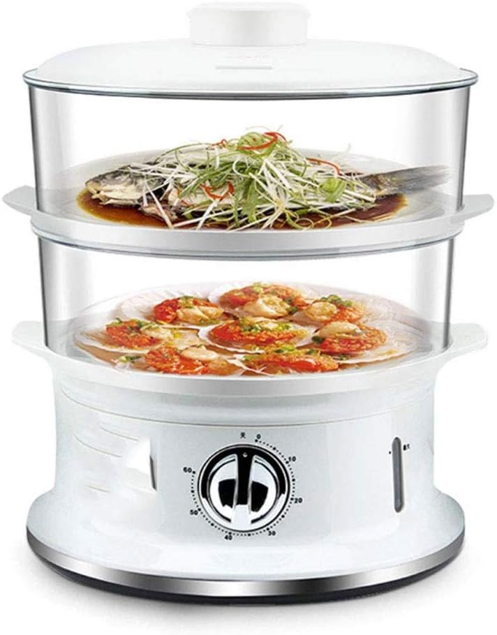 900W Fast Heating Electric Steamer 6L Vegetable Steamer Without BPA 2 Layer Stackable Basket