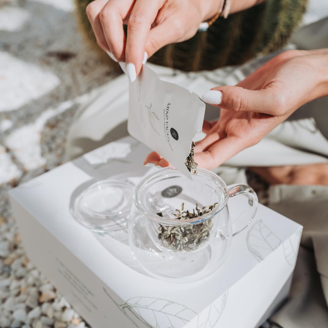 TEA MEDITATION BOX | Geschenk-Set | Entspannung für Körper & Geist | Inhalt: 10 x geführte Teemeditation, 10x Bio-Tee, 1x Meditationsglas