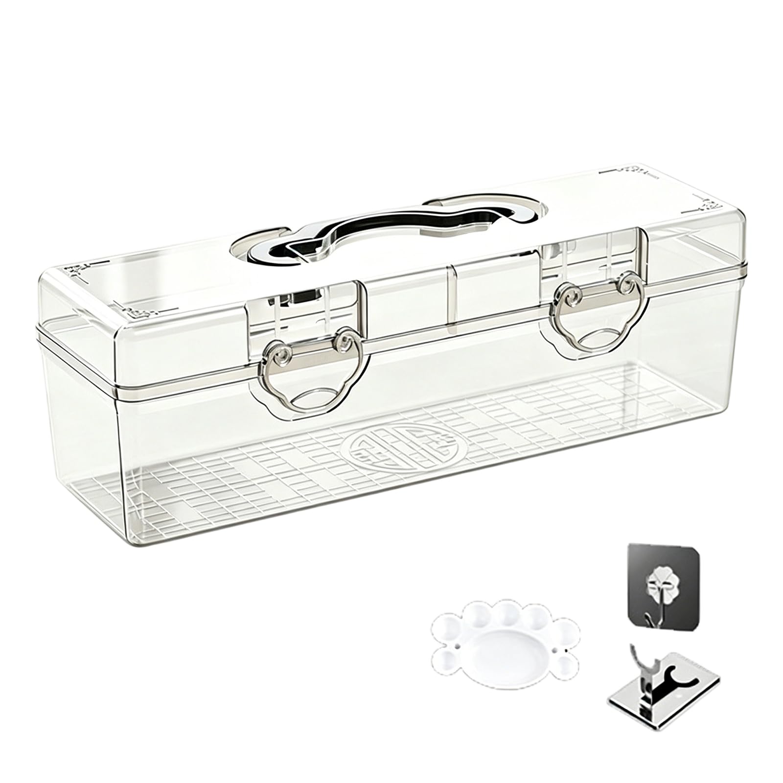 Modern Transparent Stationery Organizers Storage with Spacious Compartments for Artists Drawing Craft Materials Art Materials Organizers Container for Painting Art Supply Planner with Handle Storage