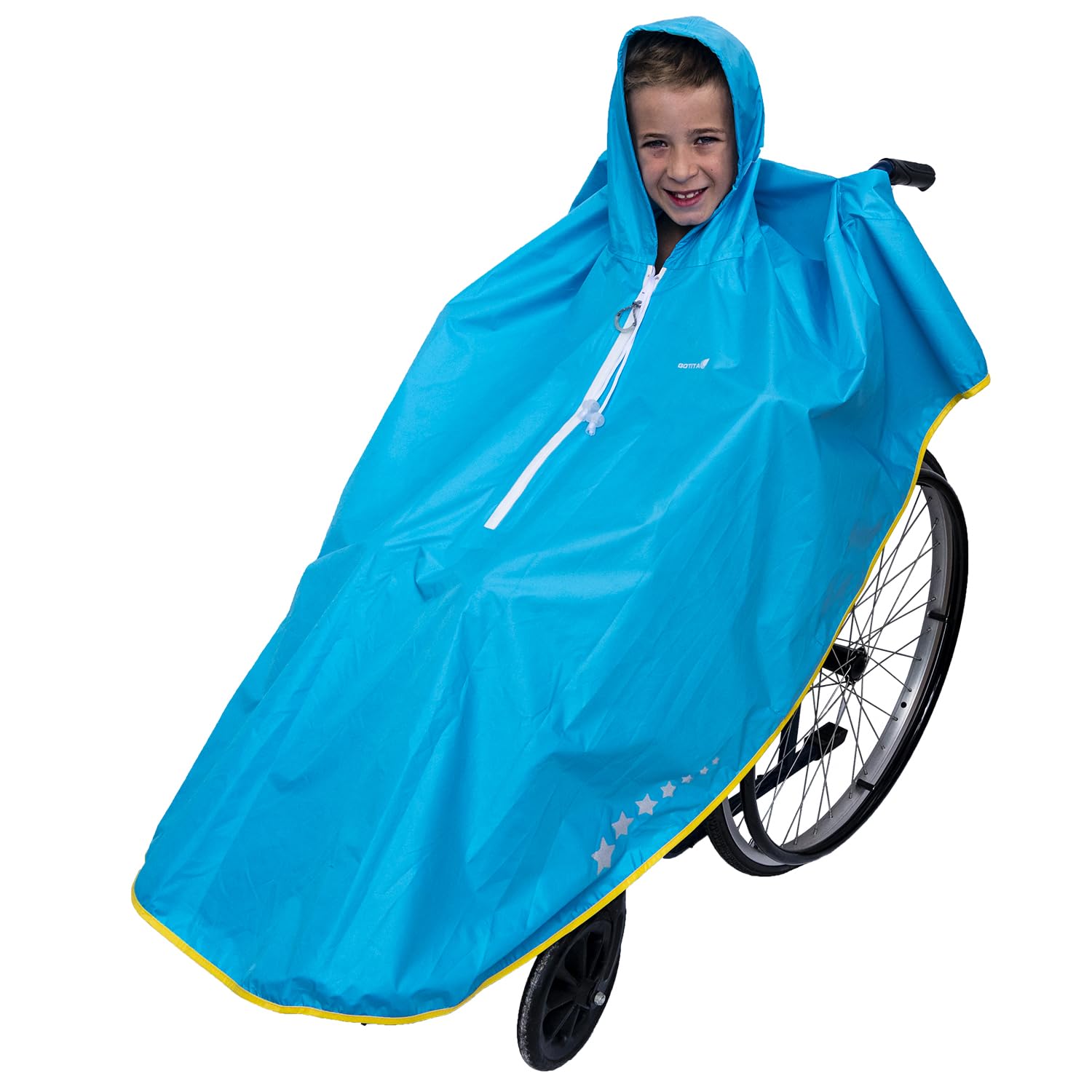 GOTITA Waterproof Poncho for Children's Wheelchair – Children's Raincoat – Rain Cape for Wheelchair – Italian Design Poncho (Blue)