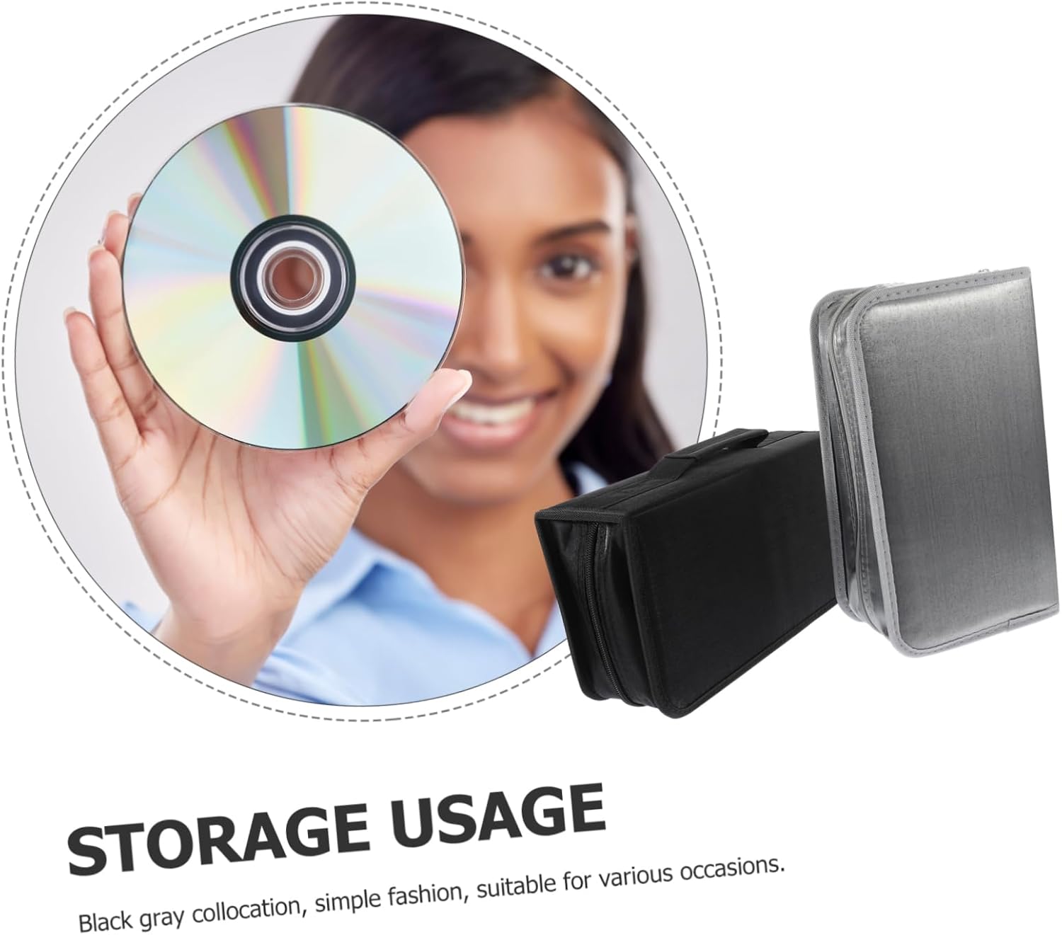 Cabilock 2pcs Portable CD Case Holder Thickened Disc Storage Pouch Lightweight Fabric Organizer DVDs Travel-Friendly Design for Music Lovers