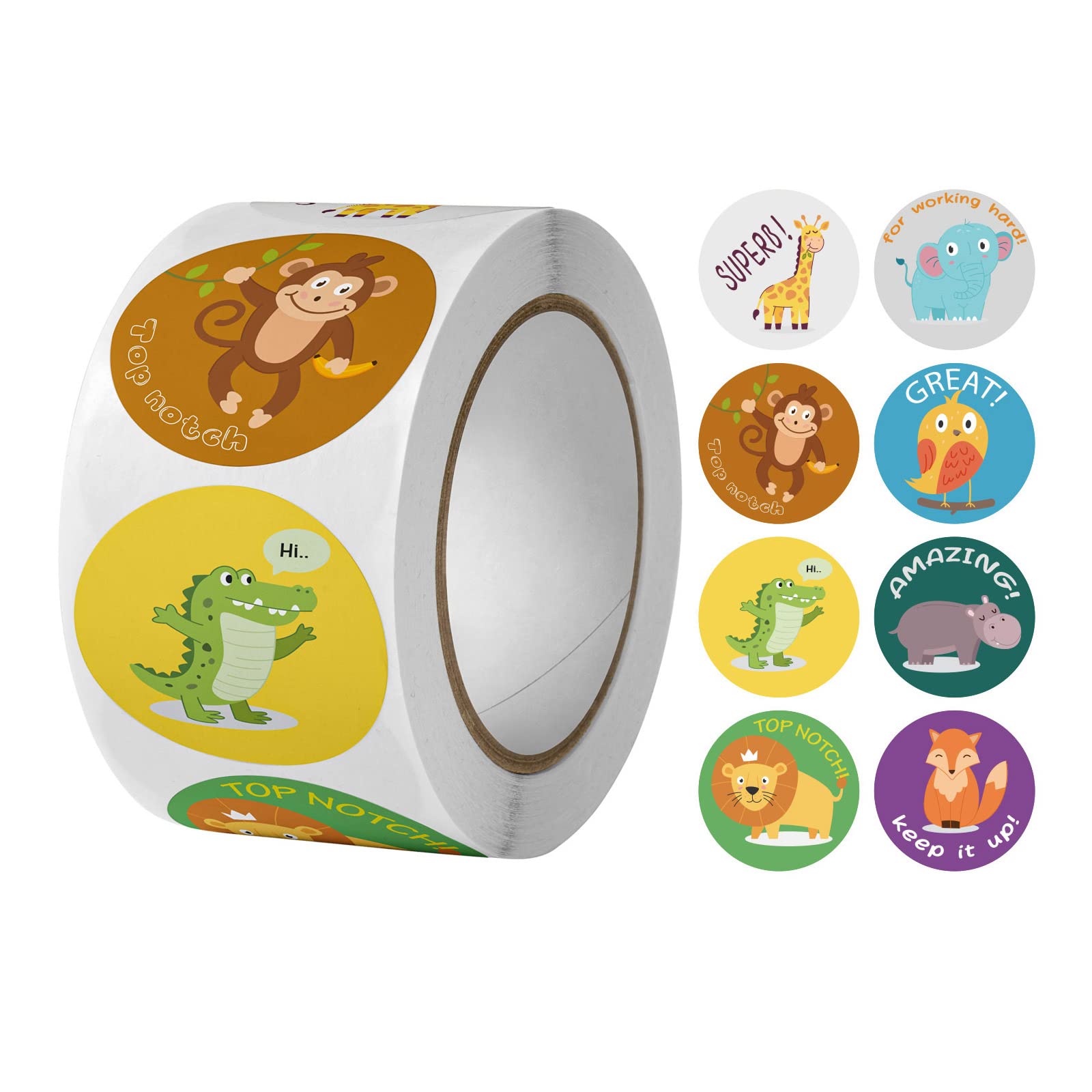 Qcbuegof 500pcs Unique Animal Reward Stickers for Kids School Teacher Incentive Labels for Preschool Kindergarten Primary Child Potty Training Stickers