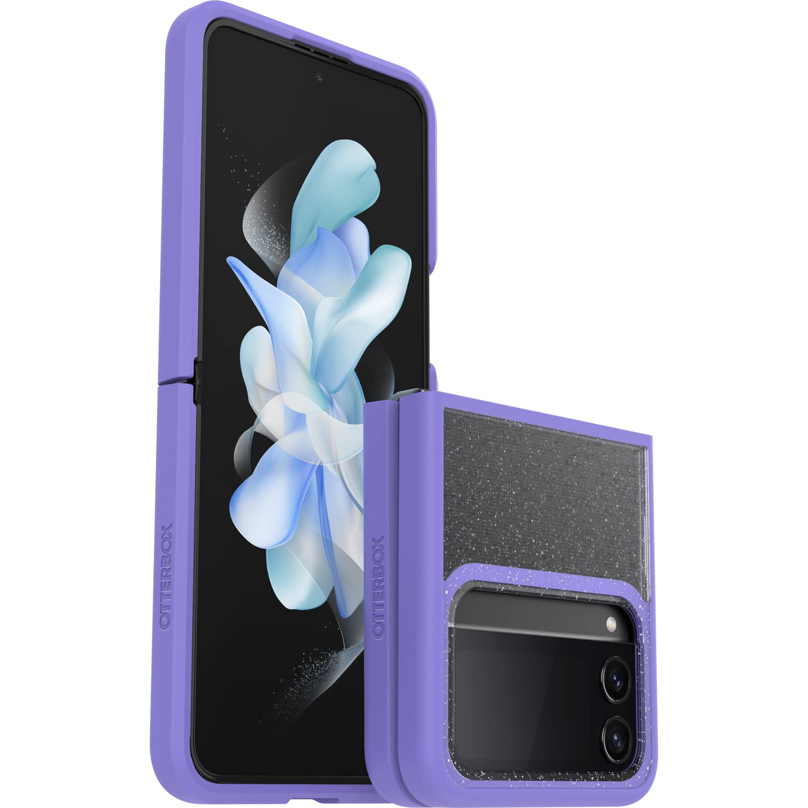 Otterbox Cover per Samsung Galaxy Z Flip4Thin Flex, resistente a shock e cadute, i n 2 pezzi, testata 2x vs norme anti caduta MIL-STD 810G, per telefoni pieghevoli, Trasparente/Viola