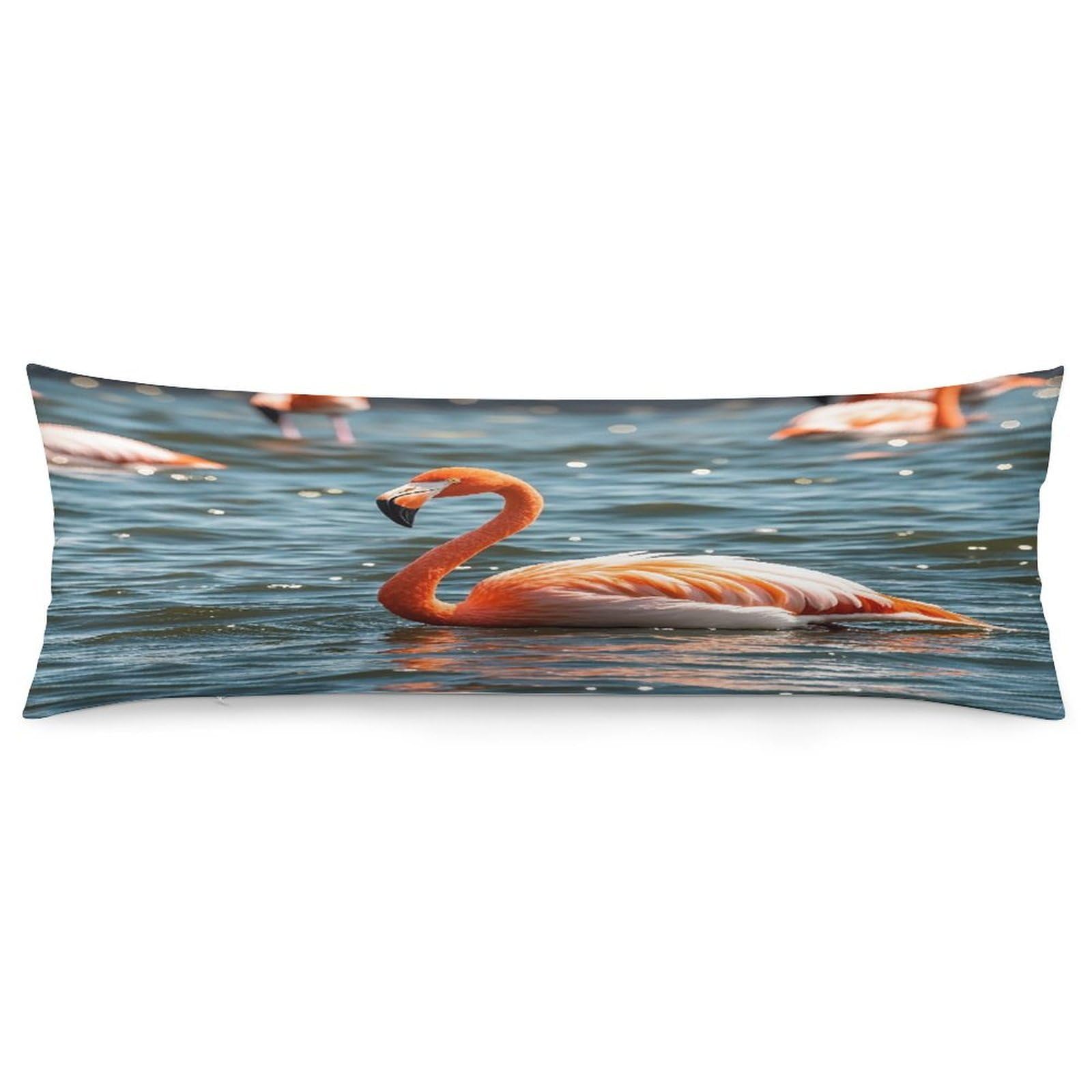 Flamingo Pillowcase Decorative Body Pillow Cover Soft Full Long Pillow Case Breathable Large Body Pillowcase Cute Cozy Pillow Sham for Bed Couch Sofa 18.9 X 53 Inch