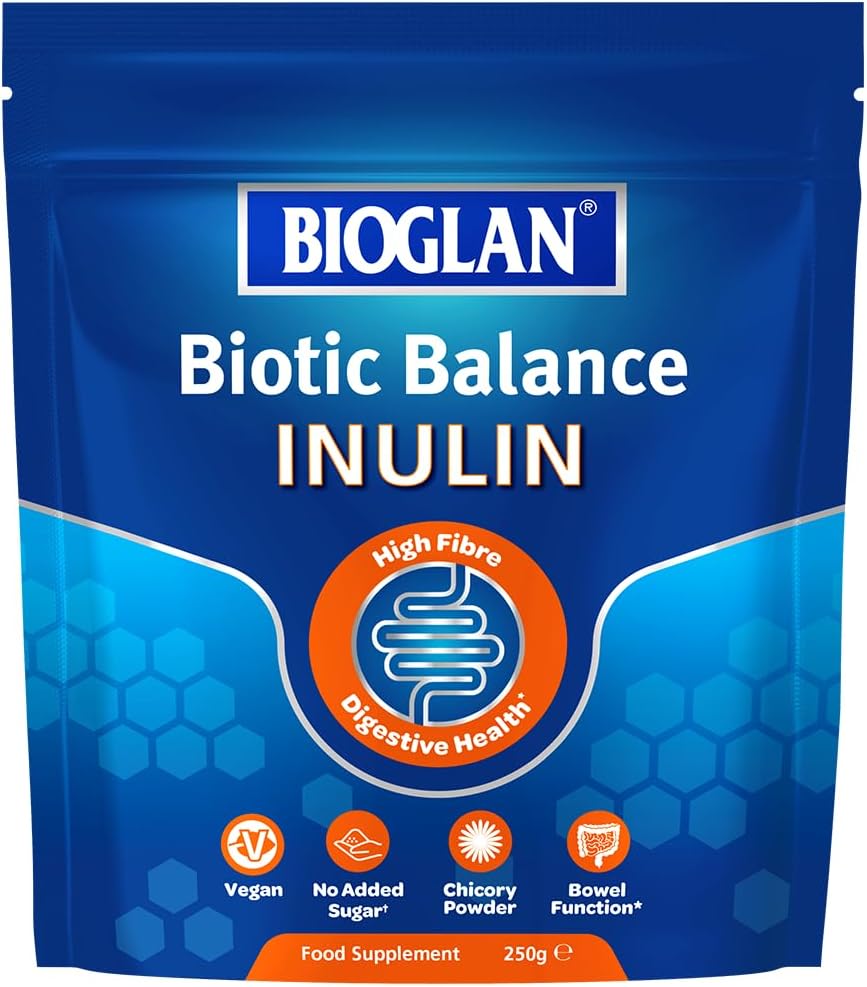 Bioglan Inulin | Prebiotic Fibre Supplement | Chicory Root | Contributes to normal Bowel Function | 50 serves | 250g Pack