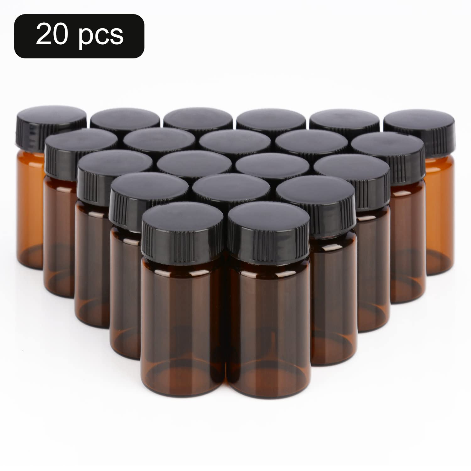 stonylab Viali Campione in Vetro Marrone con Tappo a Vite, Flacone per Campionamento Liquido Flacone Reagente in Vetro Ambra, Capacità 20 ml, Confezione da 20