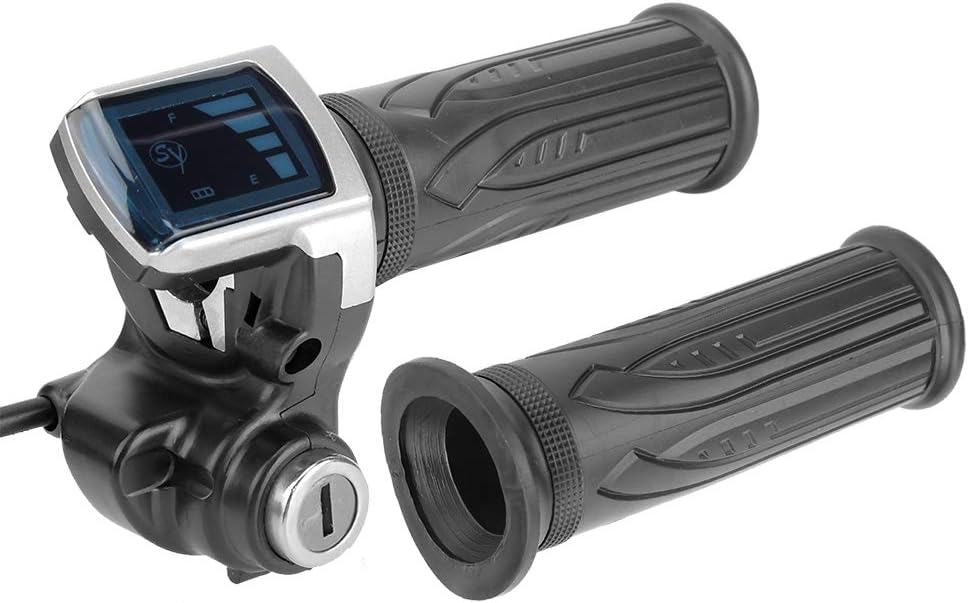 CHICIRIS Ebike Throttle, 36V Half Twist Throttle with LED Power Indicator Key Lock for Electric Bikes Scooters