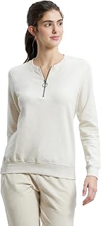 Jockey UL11 Women's Super Combed Cotton Elastane Stretch Melange Sweatshirt with Round Neck Half Zip Price In India