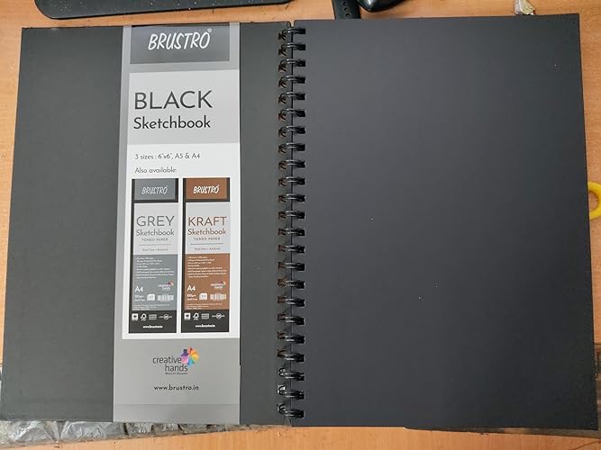Brustro Black Sketchbook | A5, 200GSM | 40 Sheets/80 Pages | Wiro