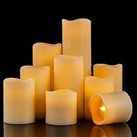 Vista 3 de Velas grandes de LED sin llama con temporizador remoto de 10 botones, de Ry