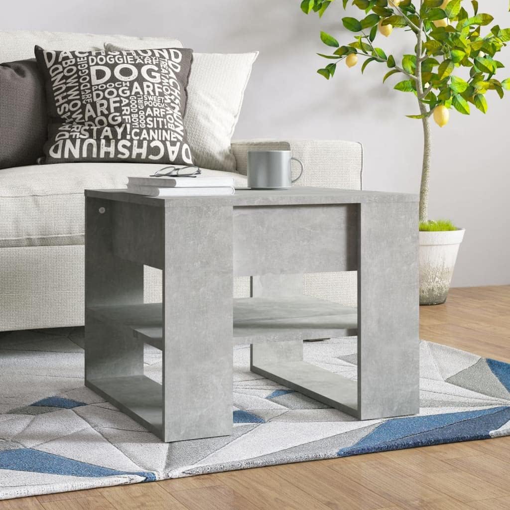 vidaXL Engineered Wood Coffee Table, Stylish Design, Concrete Gray Finish, Perfect Dimensions of 21.9"x21.7"x17.7", Requires Assembly