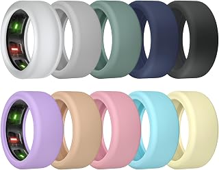 Ring Cover for Oura Ring Gen 4/ Gen 3, Anti-Scratch Elastic Silicone Oura Ring Case Protector for Men Women Working Out Gym (10Collors-5, S (6/7/8/9/10))