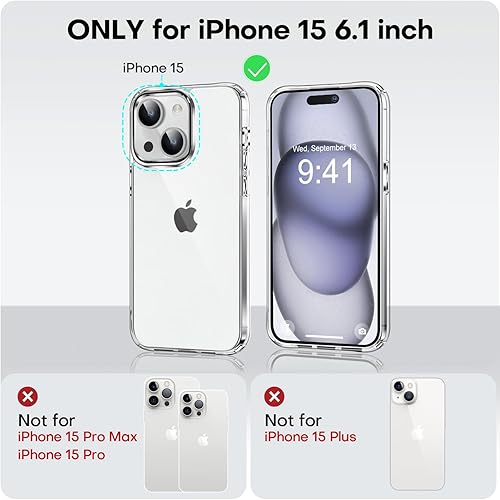 Vista 15 de MOCCA Funda transparente compatible con iPhone 15, no amarillea, compatible con carga inalámbrica, delgada, a prueba de golpes, transparente, a