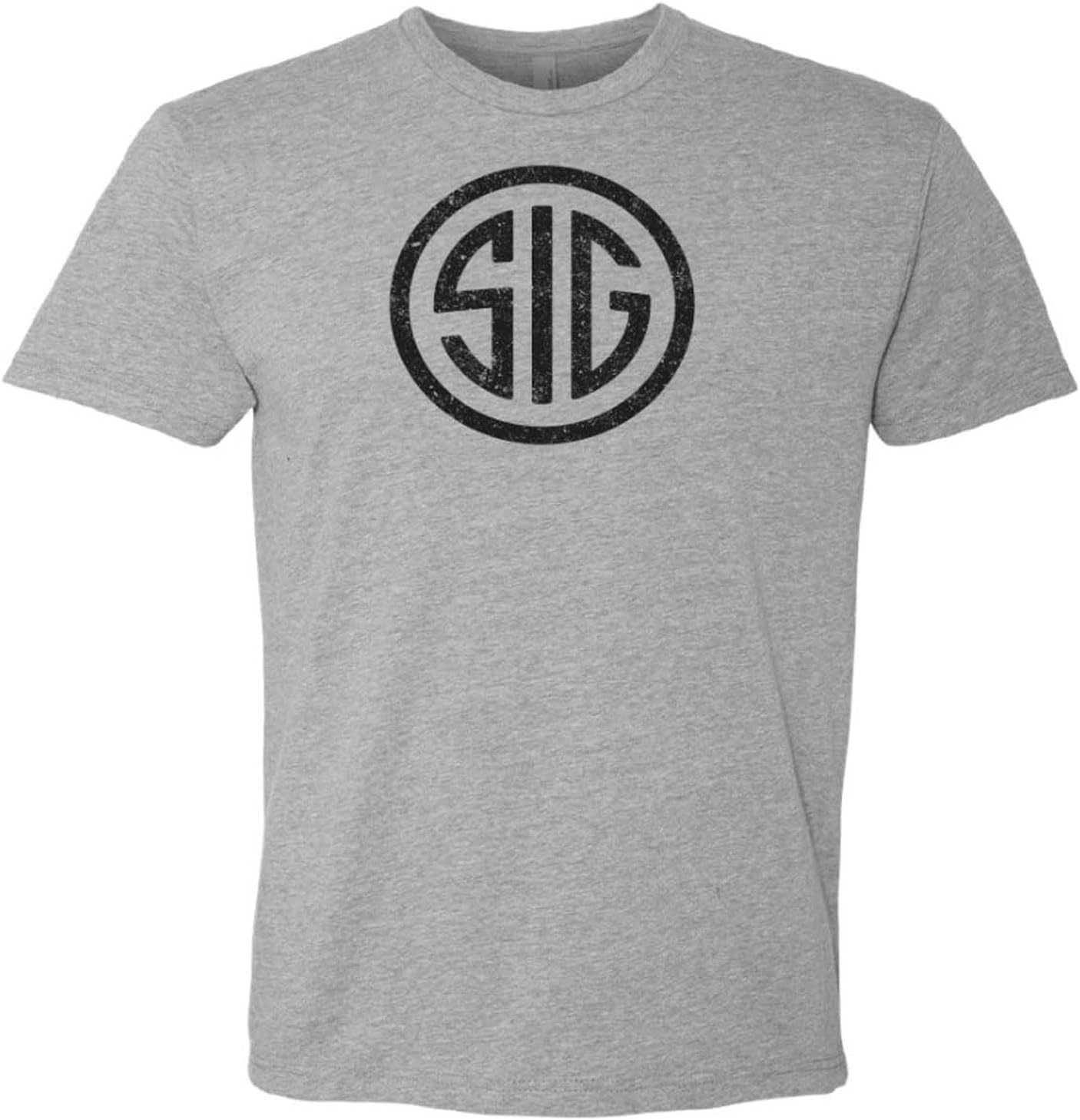 Sig Sauer Men's Distress Sig Mark Athletic Heather T-Shirt - Lightweight Soft Casual Active Everyday Short-Sleeve Logo Tee